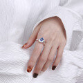 wholesale S925 Sterling Silver Korean-style Small Irregular-Shaped Blue Square Zircon C-Shaped Unique Open Ring-0-2