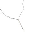 wholesale S925 Sterling Silver HXL202 Korean Long Pendant Silver Necklace, Minimalist Geometric Bar Necklace for Women, Japanese and Korean Style-0-4