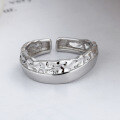 wholesale S925 Sterling Silver Irregular Crinkle Texture Open Ring, Minimalist Style Unique Statement Ring for Women-0-2