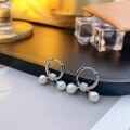 wholesale S925 Sterling Silver Maker's Light Luxury Diamond-Embedded Pearl Ear Clips for Women, New Small-Batch Design Elegant Stud Hoop Earrings-0-0