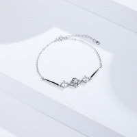 wholesale S925 Sterling Silver Four-Leaf Clover Bracelet for Women, Small Exclusive Design with Zirconia Floral Accents, Cross-Border New Accessory-Four-leaf clover bracelet [S925 silver]