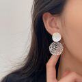 wholesale S925 Sterling Silver Circle Knitted Mesh Ear Studs Women Korean Ins Trendy New Style Versatile Must-Have High-End Earrings-0-0