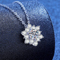 S925 Sterling Silver Moissanite Pendant, 1ct Full-Drill Snowflake Christmas Gift Wholesale-0-0