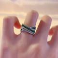 wholesale S925 Sterling Silver New Emerald Row Love Intertwined Ring Cross-Border European and American Style Simple Women's-0-1