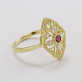 wholesale 18K metal fashion commuter retro light luxury ruby full-cut diamond ring-0-2