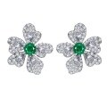 wholesale Metal: 925 Silver ZHUOZHFAN Jewelry New European and American Style Simulated Emerald Earrings, Elegant Stud Earrings with Micro-Inlaid Ear Accessories-0-4