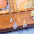 wholesale S925 Sterling Silver Auspicious White Chalcedony Gourd Necklace, Fashionable Niche Design Sense National Trend Light Luxury Pendant Necklace-0-0