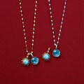 wholesale 925 Silver Japanese-style Light Jewelry SJ New Model Fashionable and Personalized Aquamarine Blue Topaz Pendant Small Sun Moon Necklace-0-0