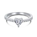wholesale S925 Sterling Silver Women's European and American Light Luxury Minimalist Heart Carat Simulated Diamond Ring Jewelry Birthday Valentine's Day Wholesale-0-5