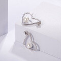 wholesale 925 Silver Designer High-End Natural Pearl Earrings, Unique Heart Design with Freshwater Pearls-0-2