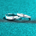 S925 Sterling Silver Moissanite Couple's Ring Simple Solitaire Fashion Band-0-1