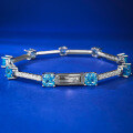 wholesale S925 Silver New Style Imported High Carbon Diamond 5*5 Aqua Ice Flower Cut Bracelet for Women, Simple and Elegant-0-5