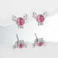 wholesale Original Christmas Reindeer Earrings 925 Sterling Silver Sweet Pink Cat Eye Earrings, Wholesale Gift for Girlfriend-0-2
