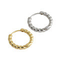 wholesale S925 Sterling Silver Gold-Plated Woven Minimalist Twist Rope Hoop Earrings for Women-0-4