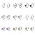 wholesale 925 Silver Women's Four-leaf Clover Heart-shaped Pure Silver Non-removable Ear Cuff Hoop Earrings-0-1