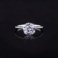 wholesale S925 Sterling Silver Solitaire 2 Carat Engagement Ring with Large Center Stone and Certificate, Set with Round Moissanite-0-0