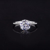 wholesale S925 Sterling Silver Solitaire 2 Carat Engagement Ring with Large Center Stone and Certificate, Set with Round Moissanite-2 carat moissanite ring  US size 6 (domestic size 13)
