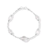 wholesale 925 Sterling Silver Cross-Border Women's Bracelet with Design Sense, White Crystal Beaded Chain, Spliced Crushed Silver, Elegant Fairy Style Silver Hand Jewelry-DY150404-SS-TM>925 silver