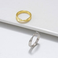 wholesale S925 Sterling Silver Cloud-Pull Ring, Fashionable Line Design Versatile Ring, Direct Factory Wholesale-White gold, approximate weight: 3.12g; No. 6