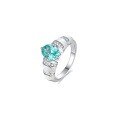 wholesale S925 Sterling Silver Vintage Style Paraiba Tourmaline Mother-of-Pearl Ring for Women, Mint Green Blue Color Gemstone with Diamonds-0-4