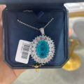 wholesale Silver luxurious group-set imitation Paraiba pendant, lavish imitation diamond necklace for women, high-end and elegant pendant-0-4