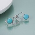 wholesale 925 Silver Designer High-End Gemstone Earrings, Geometric Minimalist Style Green Agate Stud Ear Drops-0-3