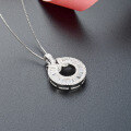 wholesale 925 Sterling Silver Round Zircon Necklace for Women Cross-Border Fashion Elegant Luxury Full Zircon Exquisite Full Diamond Pendant Collarbone Chain-0-2
