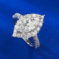 wholesale Metal material first: 6*12 Marquise White Diamond Ice Flower Cut Engagement Ring for Women,Ins,-0-1