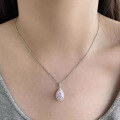 wholesale 925 Silver 8*12 Pink Diamond High Carbon Diamond Necklace for Cross-Border Export to Europe and America, Platinum Pendant for Women, 5 Carats-0-1