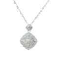 wholesale 999 Silver Hollow Diamond Four-Leaf Clover Pendant Necklace with Rhinestones, Fashionable and Luxurious Style, Versatile High-End Choker-0-4