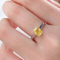 wholesale S925 Sterling Silver 125 Carat Cushion Cut Yellow Simulated Diamond Square Ring for Women-0-2