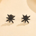 wholesale 925 Sterling Silver Octagram Black Gold Zircon Ear Studs Fashion Sweet and Cool Personality Niche Design Sense INS Style Earrings-0-1