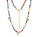 wholesale S925 Sterling Silver Bohemian Vacation Style Pearl and Colored Bead Ladies Collarbone Necklace for Beach Party-0-21