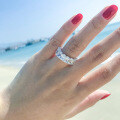 S925 Sterling Silver Rectangular Bevel-Cut Zircon Ring, Fashionable Luxury-0-0