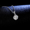 Sterling Silver 1-Carat Moissanite Four-Prong Square Pendant Necklace-0-1