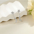 wholesale S925 Sterling Silver Women's Tassel Earrings with Zirconia, Long Drop Bow Studs, Small and Unique Star Earrings for an Advanced Look-0-3