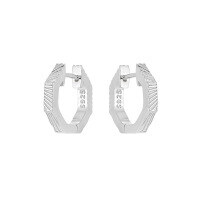 wholesale S925 sterling silver 767 niche minimalist ins-style irregular vertical stripe geometric polygon ear clips for women-Platinum>925 silver