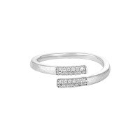 wholesale S925 Sterling Silver Minimalist Geometric Line Exquisite Diamond-Inlaid Open Ring with Niche Luxury and Sophisticated Appeal-Platinum [No. 15/Adjustable]>Opening adjustable