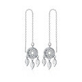 wholesale S925 silver sweet girly heart mesh earrings women vintage style diamond-encrusted long earrings G2929-0-4