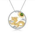wholesale 925 Silver Chinese Zodiac Dragon Pendant with Natural Gemstone, Necklace-0-6
