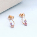 wholesale Metal material: 925 silver, rose gold Duli Jewelry Japanese-style lightweight luxury small and exquisite symmetrical earrings with amethyst new elegant earrings-0-3