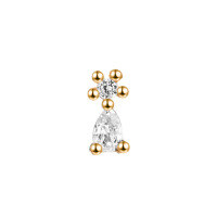 wholesale 925 Sterling Silver Single Shining Stud Earrings For Women-Gold (single) flat bottom 1.0*6mm