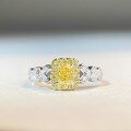 wholesale S925 Sterling Silver Women's Ring, Light Luxury High-End Four-Prong Yellow Diamond Small Sugar Cube Engagement Ring, Xiaohongshu Same Style, Ins Trendy Bestseller-0-1