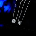 S925 Silver Moissanite Necklace, 1ct D Color Classic Bubble Pendant-0-0