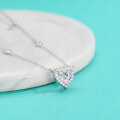 wholesale S925 Sterling Silver Moissanite Diamond Heart Pendant Collarbone Necklace, High-End Elegant Simple and Versatile Gift for Girlfriend-0-0