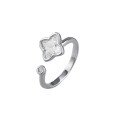 wholesale S925 Silver 6*6mm Lily Stone Openable Ring Women's Four-Leaf Clover Flower Live-0-4