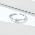 wholesale S925 Sterling Silver Light Luxury Trend Letter Ring for Women with Cubic Zirconia Inlaid and Adjustable Open Design-0-1