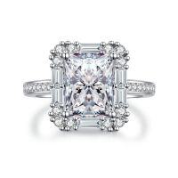 wholesale S925 Sterling Silver Lavender Ice Flower Cut Ring with Light Purple 8A Radiant Cut Zirconia-White Diamond-CBJZ220 No.5