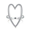 wholesale S925 Sterling Silver New INS Style Women's Hollow Heart Ring Full Zirconia Inlaid Personalized Design Hand Jewelry-0-5