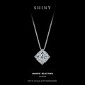 Sterling Silver Square Crystal Necklace with Diamond Accents-0-0